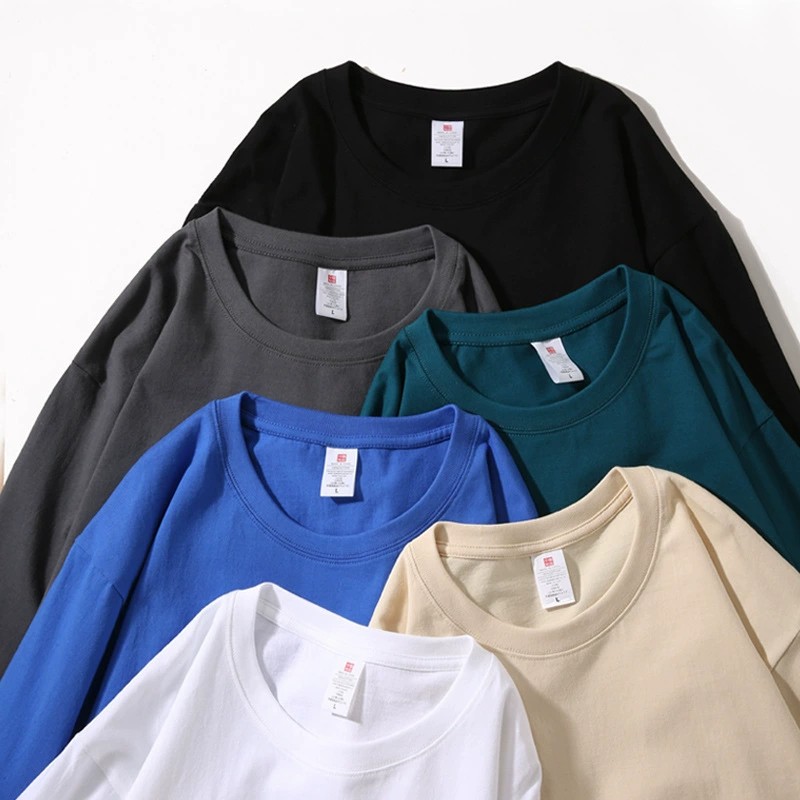 春秋季重磅长袖t恤男新疆纯棉宽松原创卫衣纯色日系260G打底衫潮
