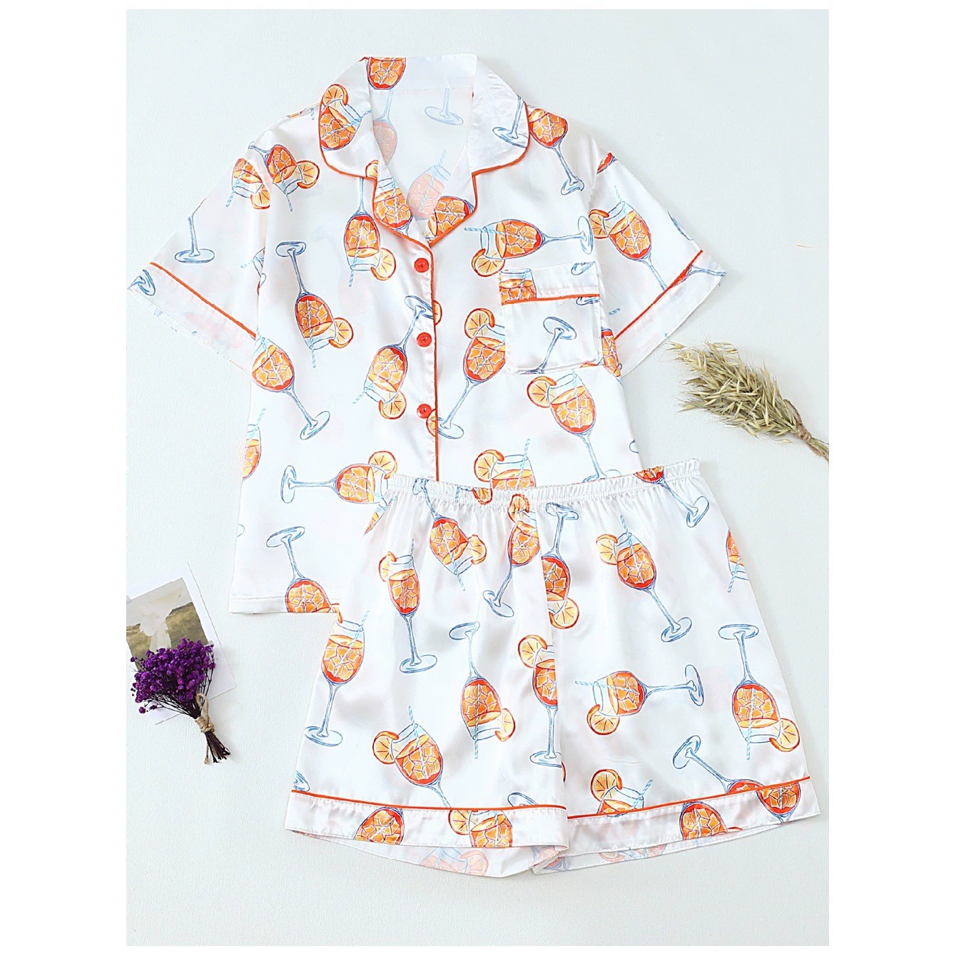 2025欧美亚马逊独立站跨境数码印花休闲可外穿短袖短裤家居服套装