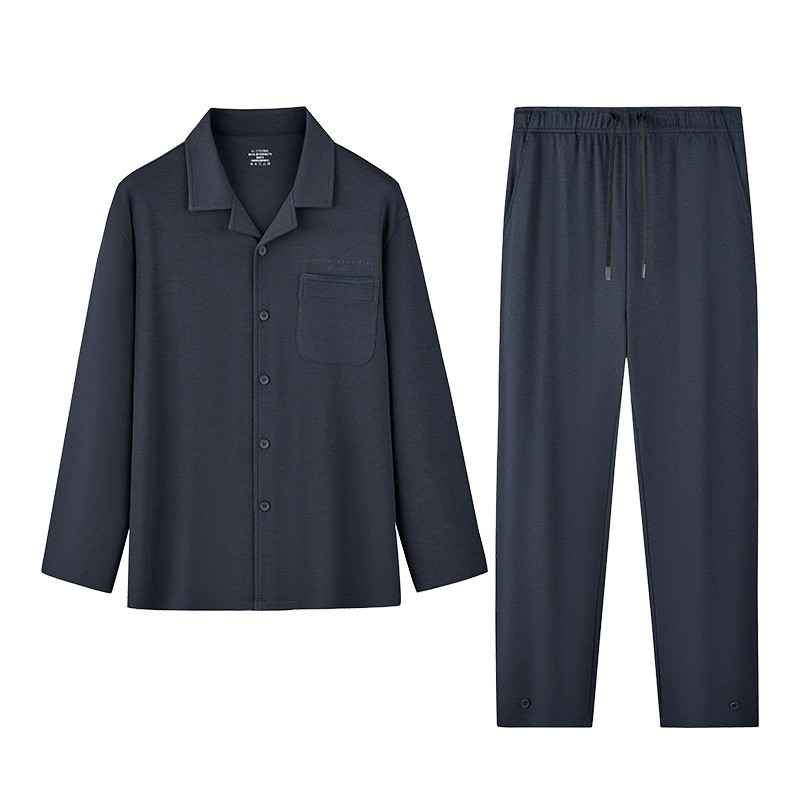 高端男士春夏新款抗皱家服肌理居感可外出睡衣套装