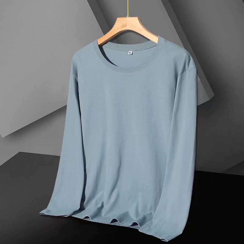 棉落肩白色长袖T恤男士2025秋季学生宽松内搭打底衫女上衣